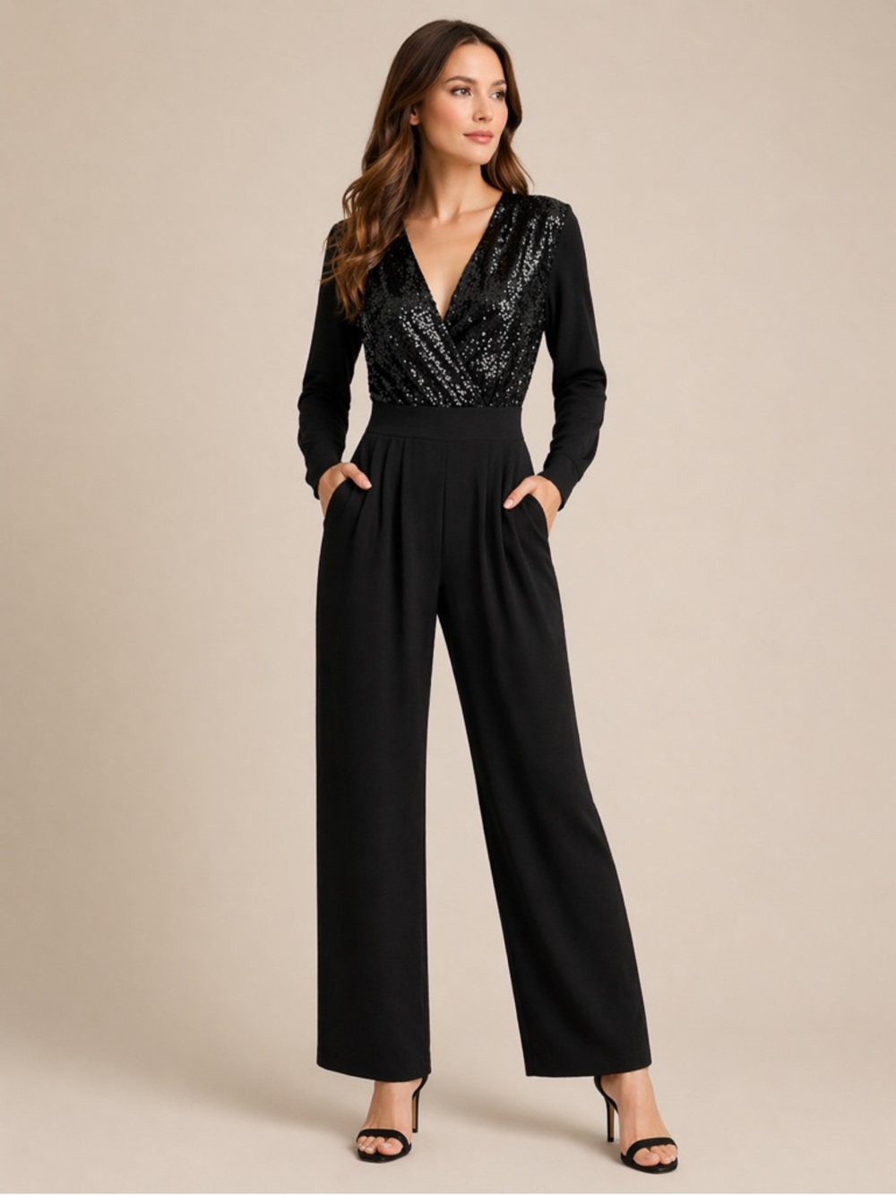 Lini Black Sequin Jumpsuit NWT - Holiday Party evening Outfit